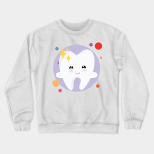 Shiny Happy Clean Tooth Sparking Cute Kawaii Kids Design Crewneck Sweatshirt